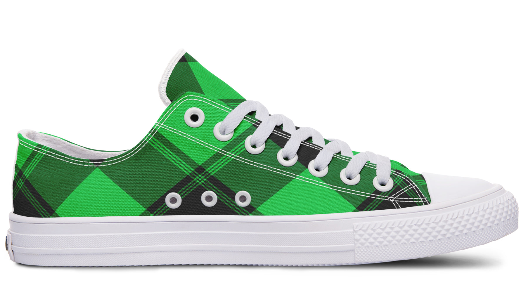 Lucky Green Plaid Low Tops (Wide)