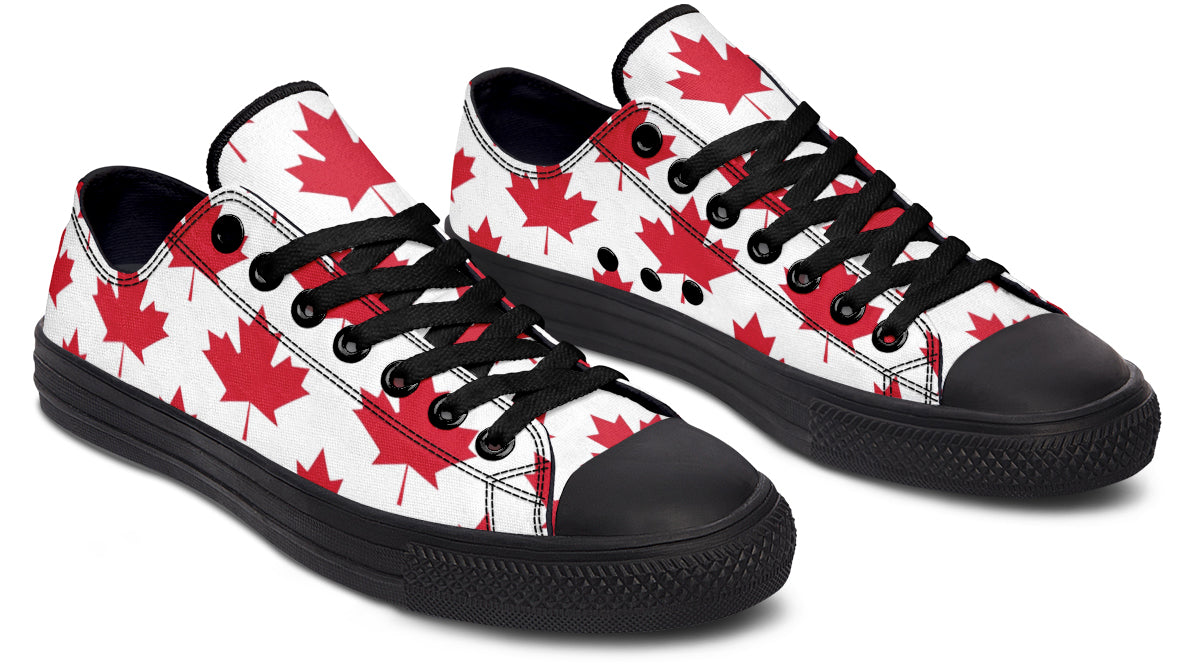 Maple Leaves White Low Tops (Wide)