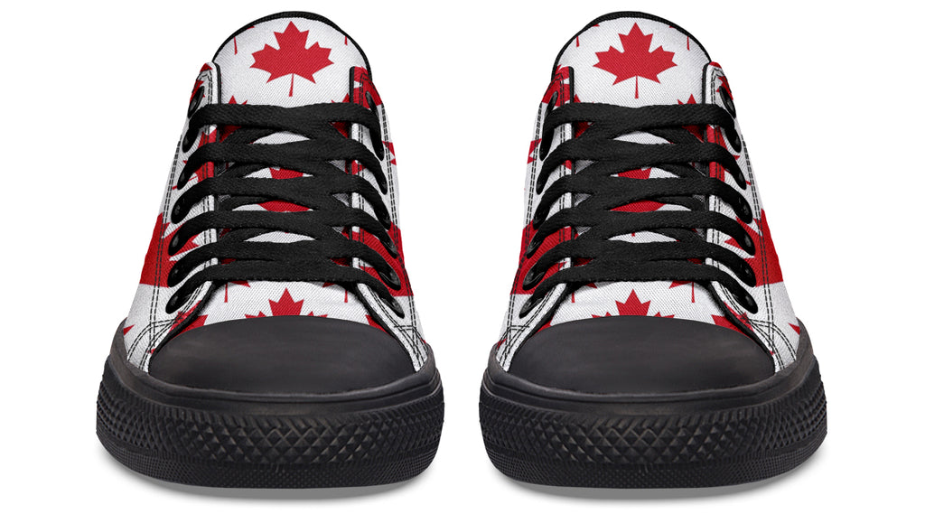 Maple Leaves White Low Tops (Wide)