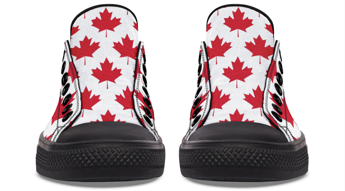 Maple Leaves White Low Tops (Wide)