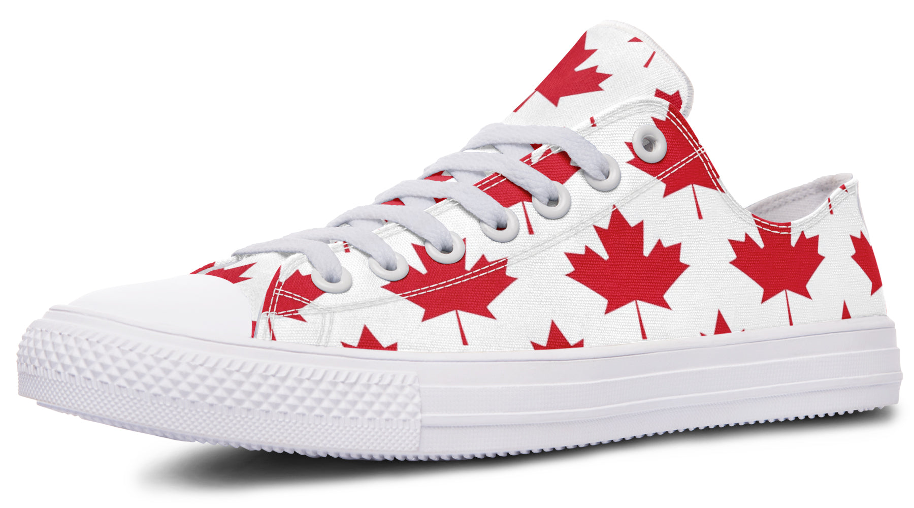 Maple Leaves White Low Tops (Wide)