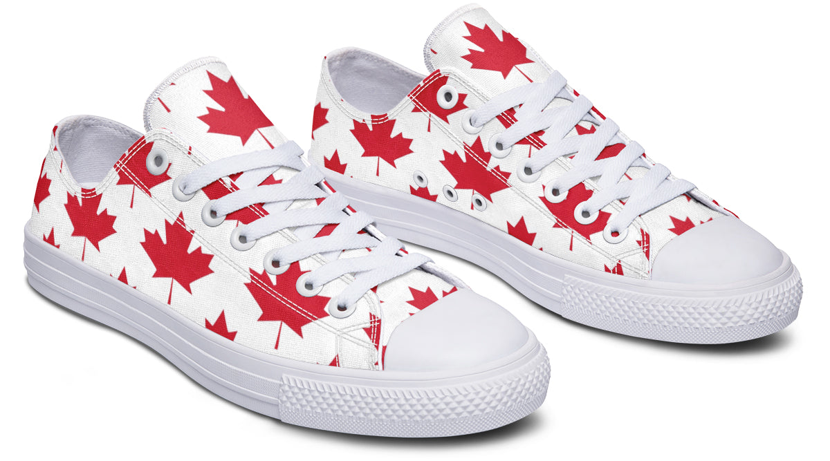 Maple Leaves White Low Tops (Wide)