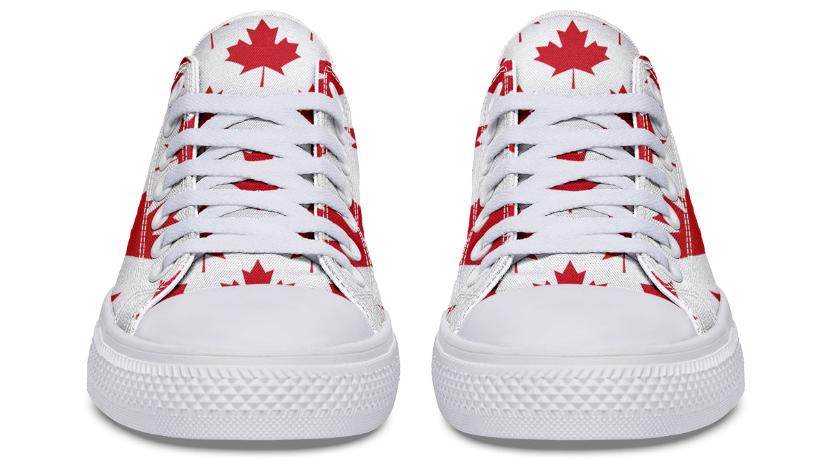 Maple Leaves White Low Tops (Wide)