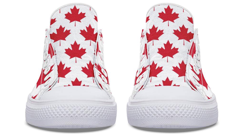 Maple Leaves White Low Tops (Wide)