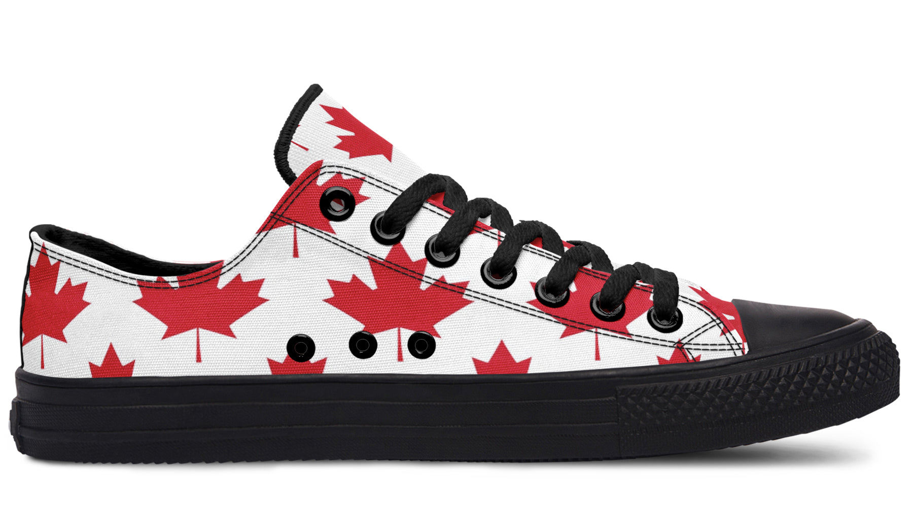 Maple Leaves White Low Tops (Wide)