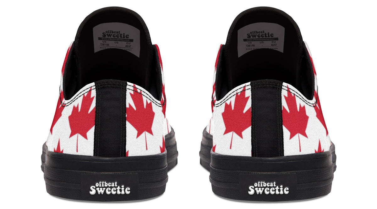 Maple Leaves White Low Tops (Wide)