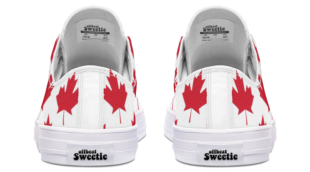 Maple Leaves White Low Tops (Wide)