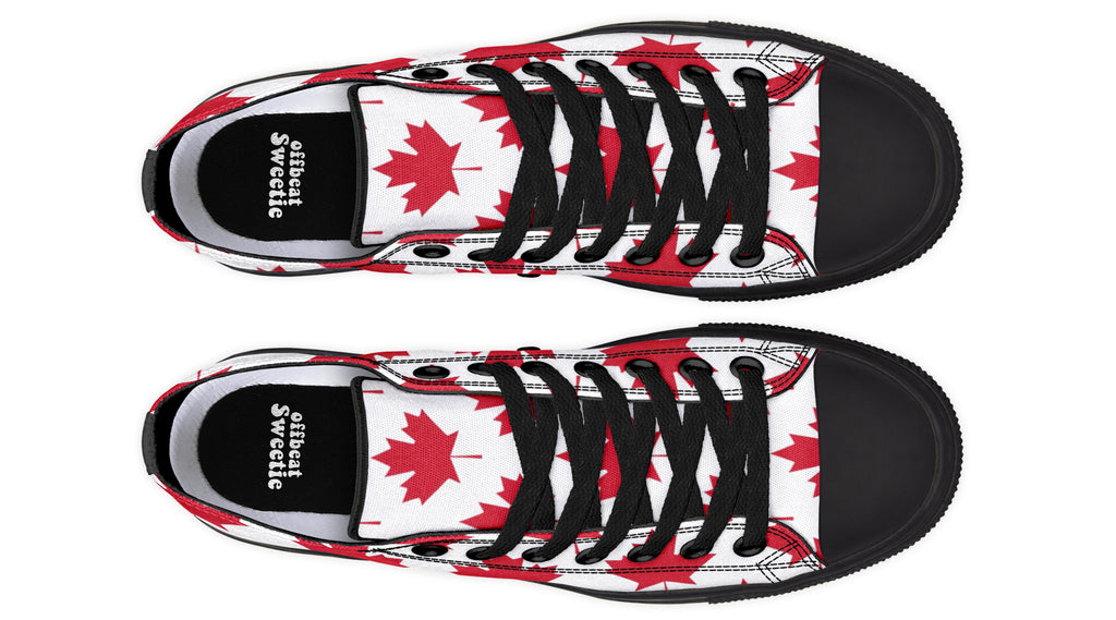 Maple Leaves White Low Tops (Wide)