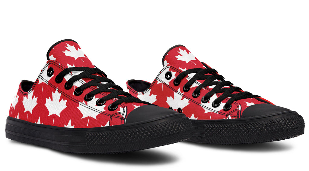 Maple Leaves Red Low Tops (Wide)