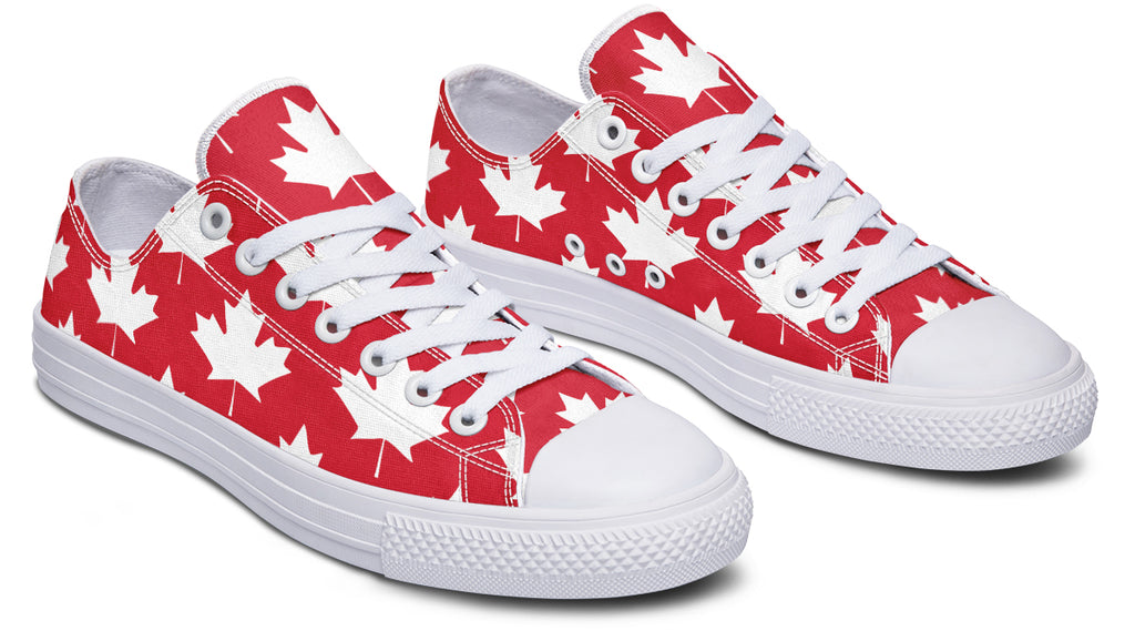 Maple Leaves Red Low Tops (Wide)