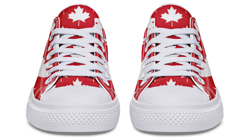 Maple Leaves Red Low Tops (Wide)