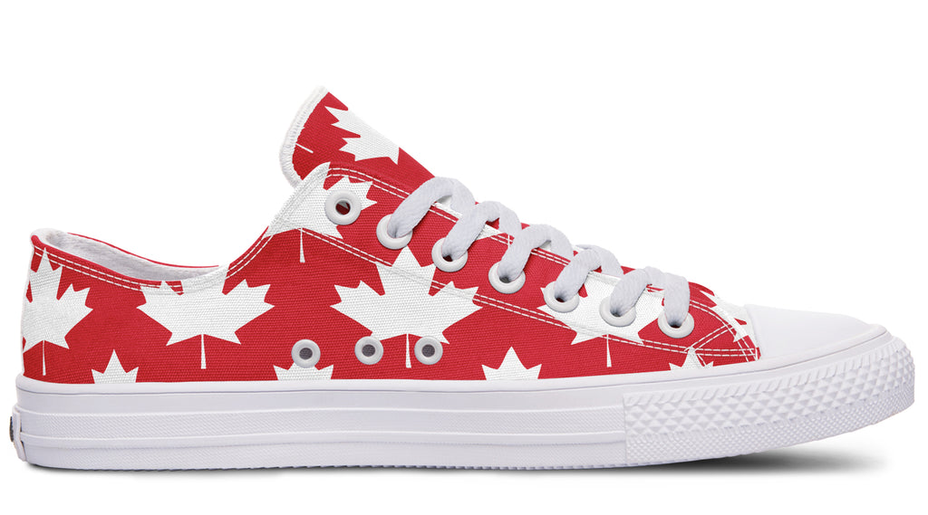 Maple Leaves Red Low Tops (Wide)