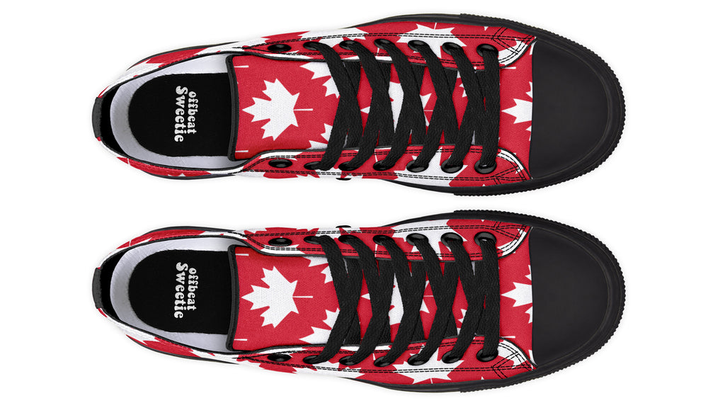 Maple Leaves Red Low Tops (Wide)