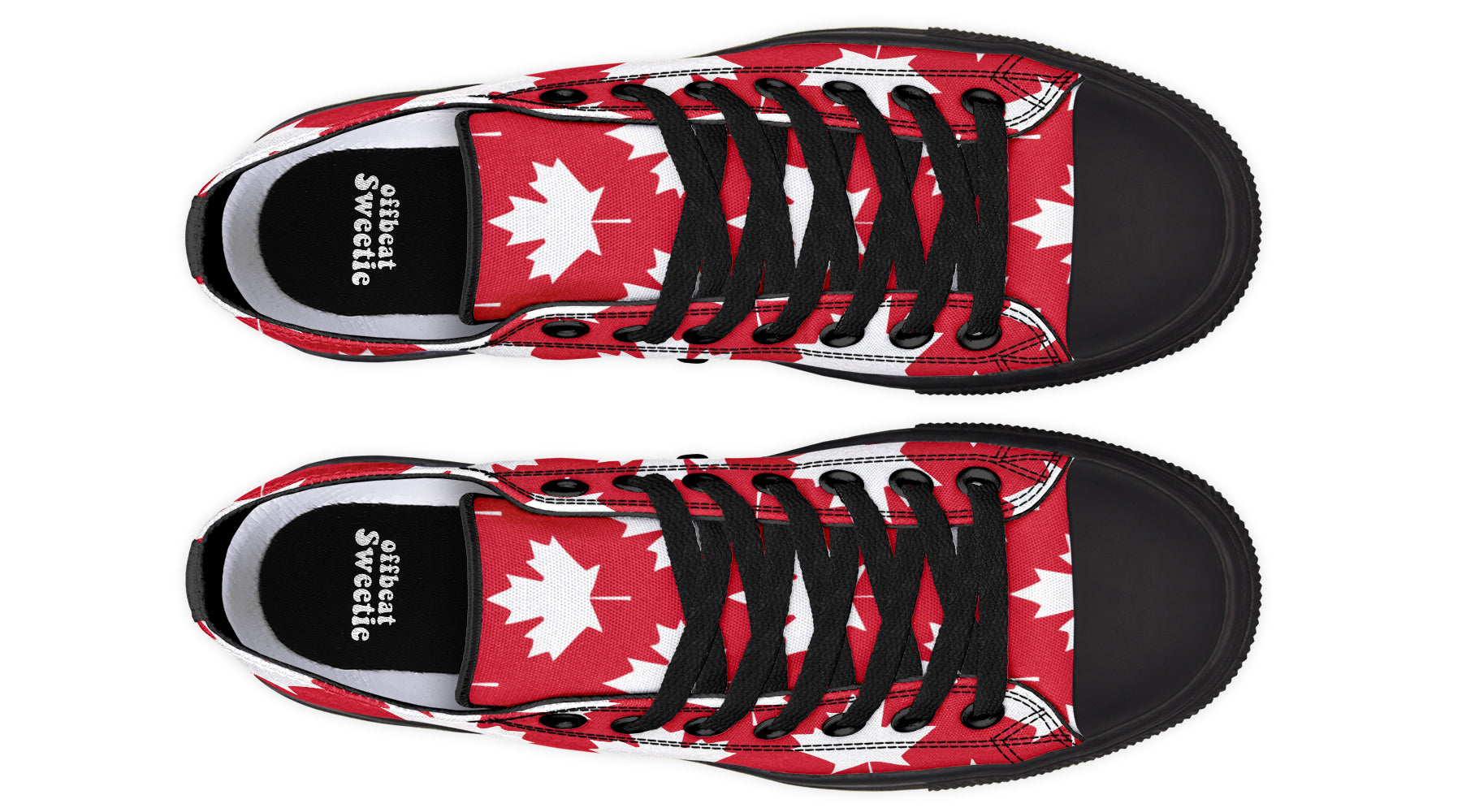 Maple Leaves Red Low Tops (Wide)