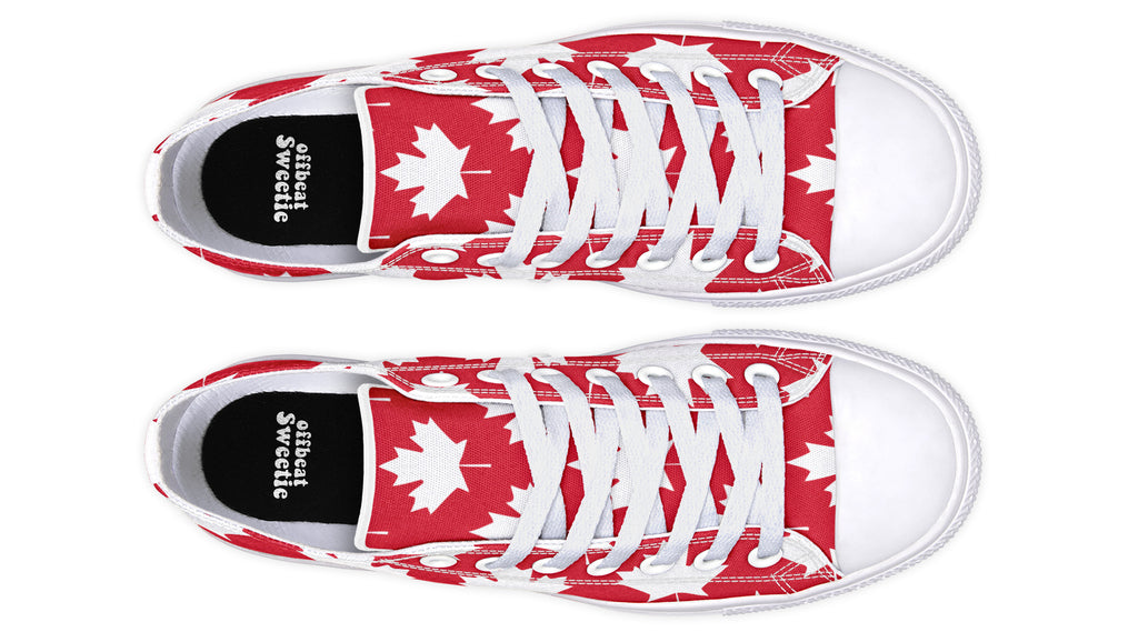 Maple Leaves Red Low Tops (Wide)