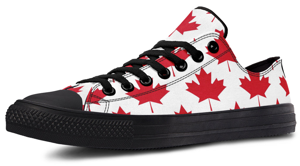 Maple Leaves White Low Tops - Offbeat Sweetie