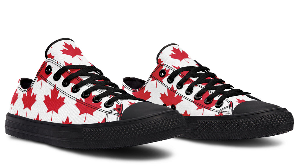 Maple Leaves White Low Tops - Offbeat Sweetie
