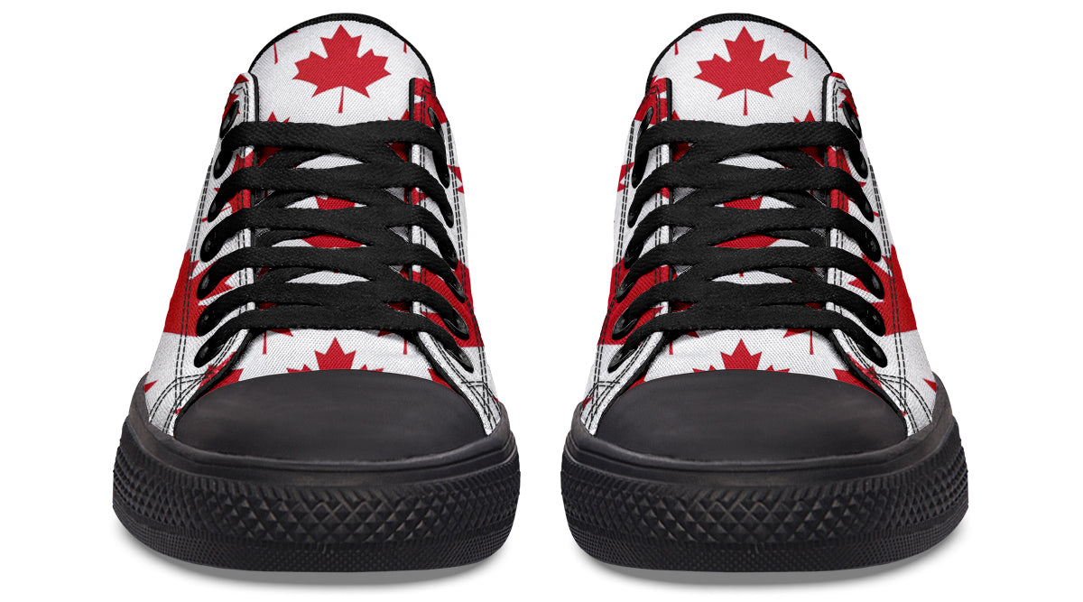 Maple Leaves White Low Tops - Offbeat Sweetie