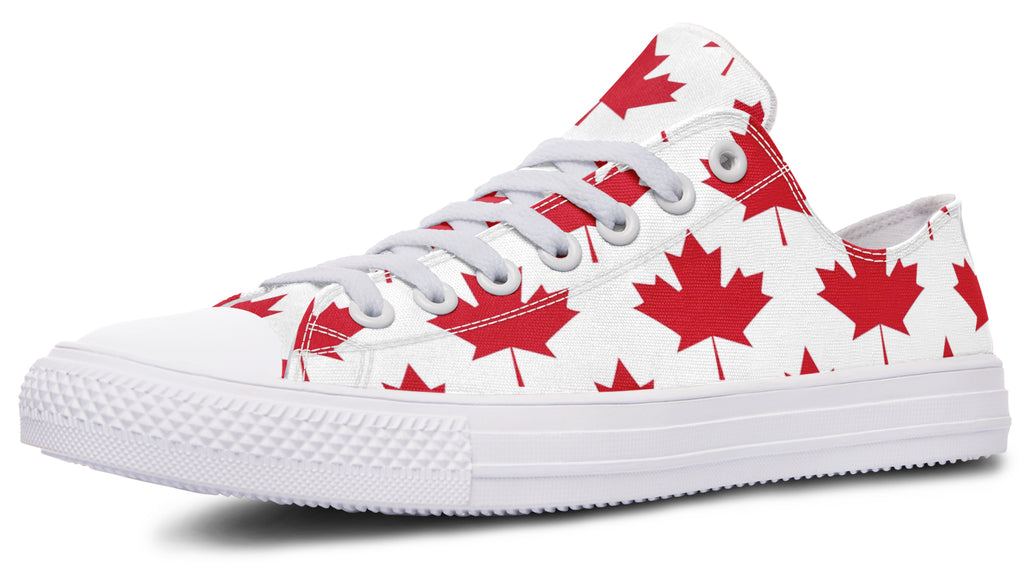 Maple Leaves White Low Tops - Offbeat Sweetie