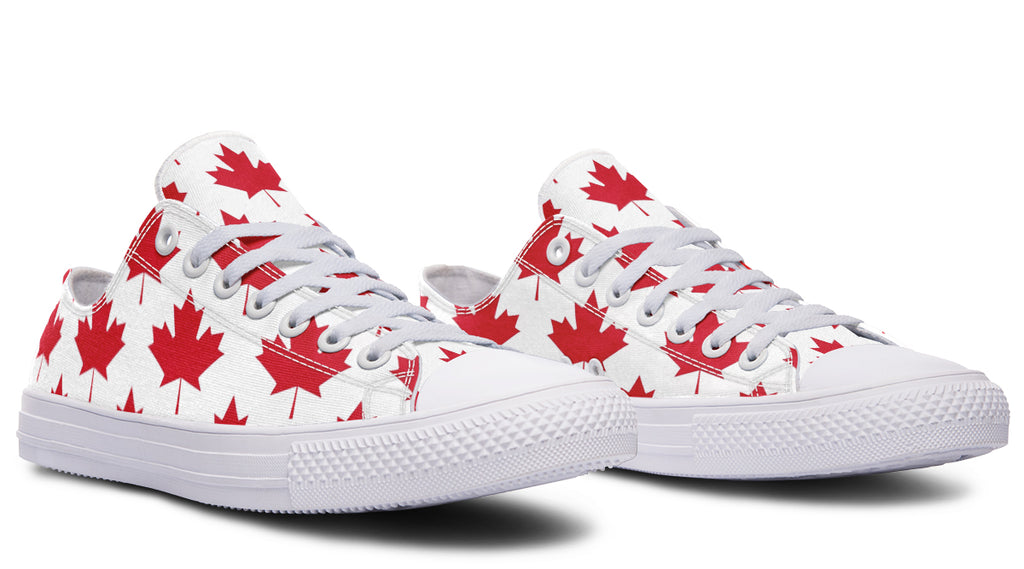 Maple Leaves White Low Tops - Offbeat Sweetie