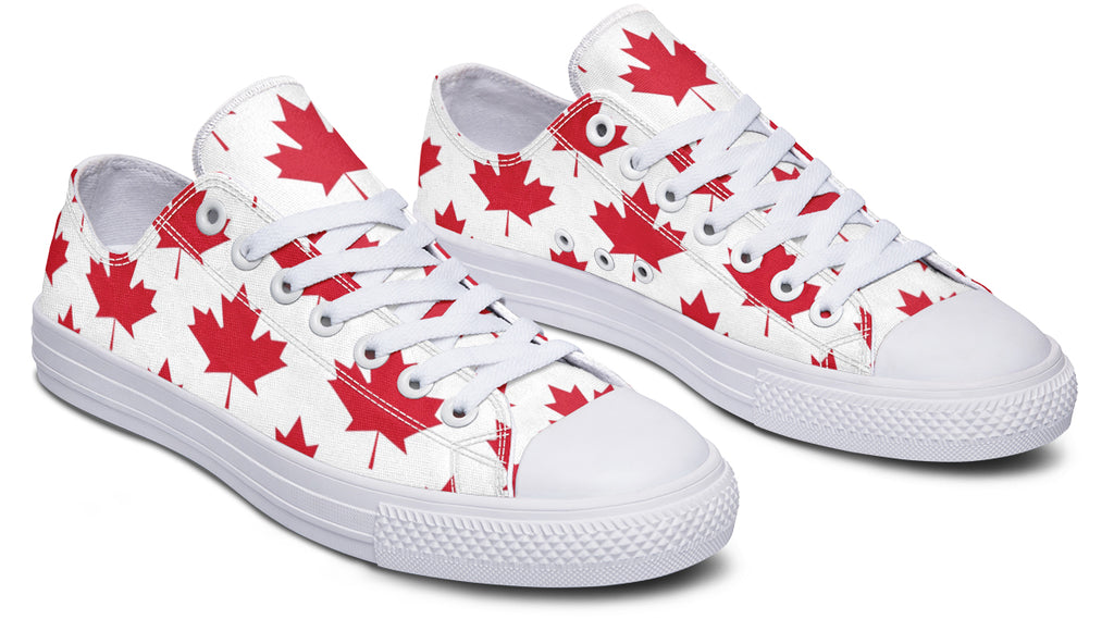 Maple Leaves White Low Tops - Offbeat Sweetie
