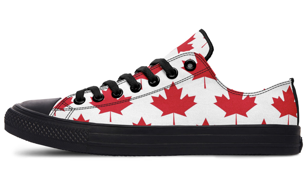 Maple Leaves White Low Tops - Offbeat Sweetie