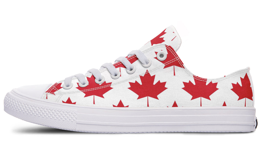 Maple Leaves White Low Tops - Offbeat Sweetie