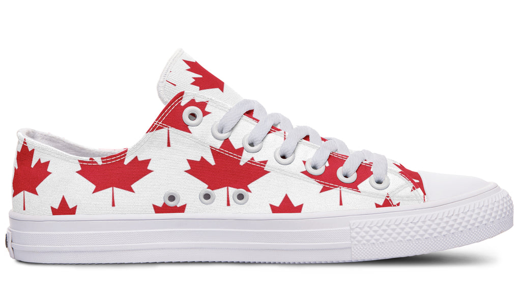 Maple Leaves White Low Tops - Offbeat Sweetie