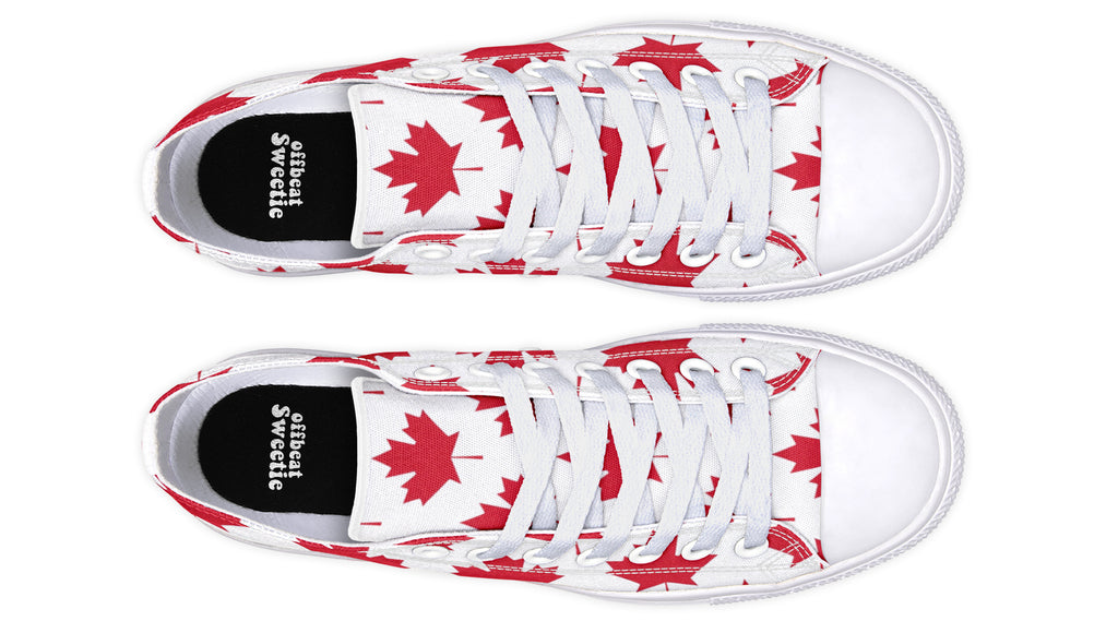 Maple Leaves White Low Tops - Offbeat Sweetie