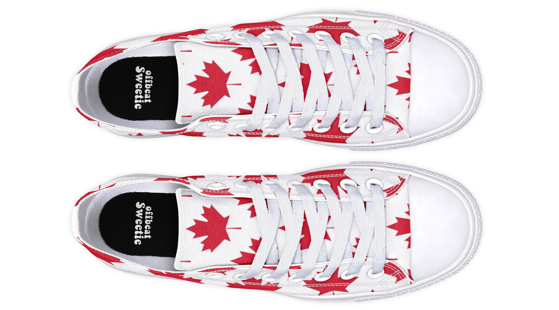 Maple Leaves White Low Tops - Offbeat Sweetie