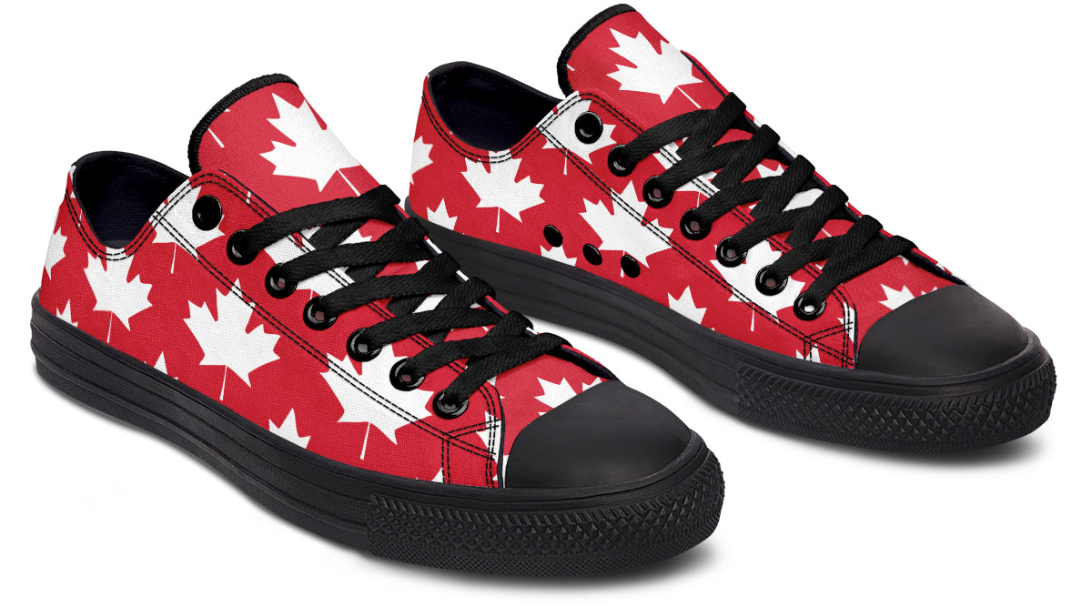 Maple Leaves Red Low Tops - Offbeat Sweetie