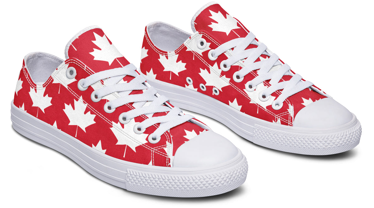 Maple Leaves Red Low Tops - Offbeat Sweetie