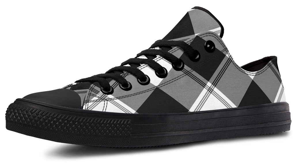 Black And White Plaid Low Tops (Wide)