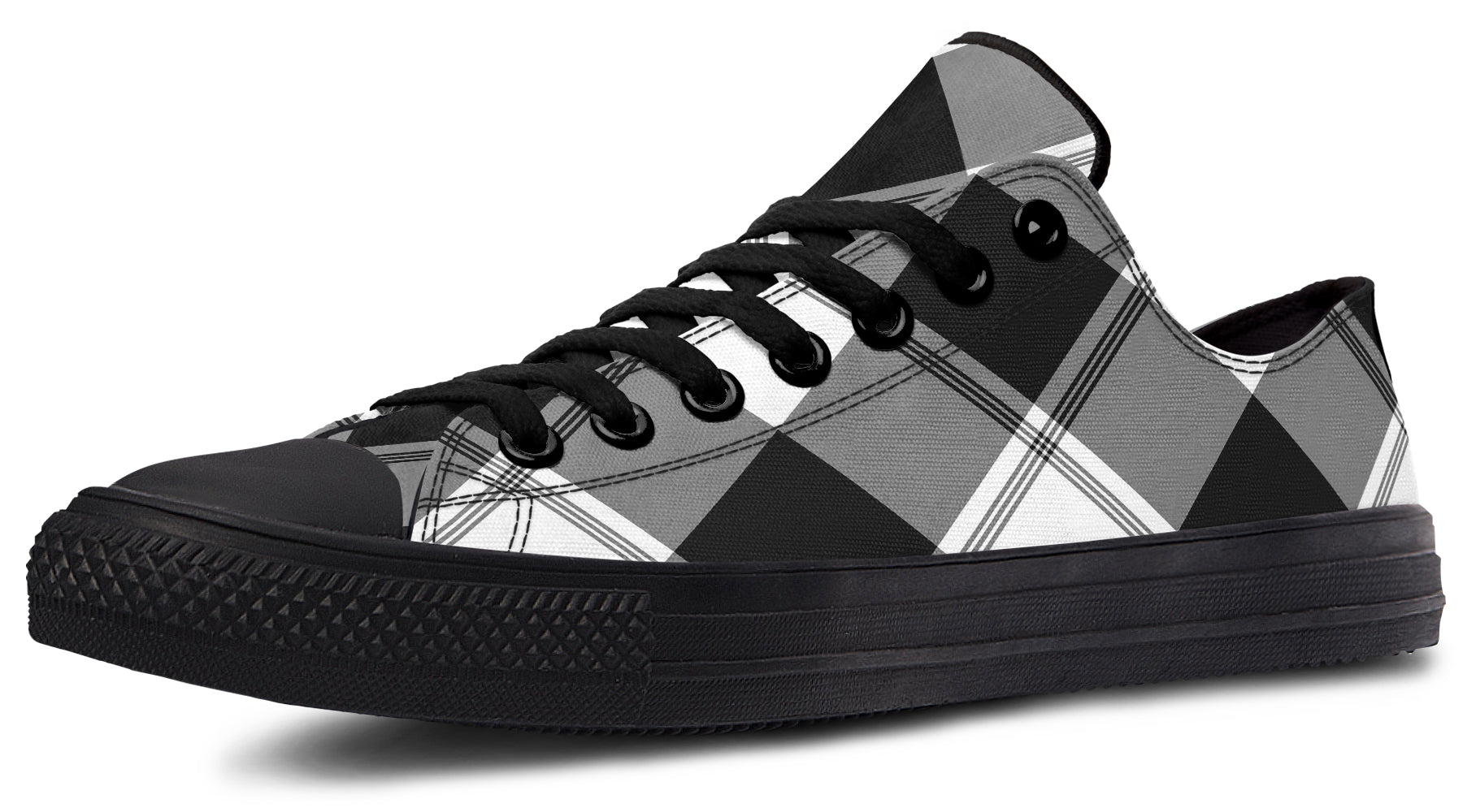 Black And White Plaid Low Tops (Wide)