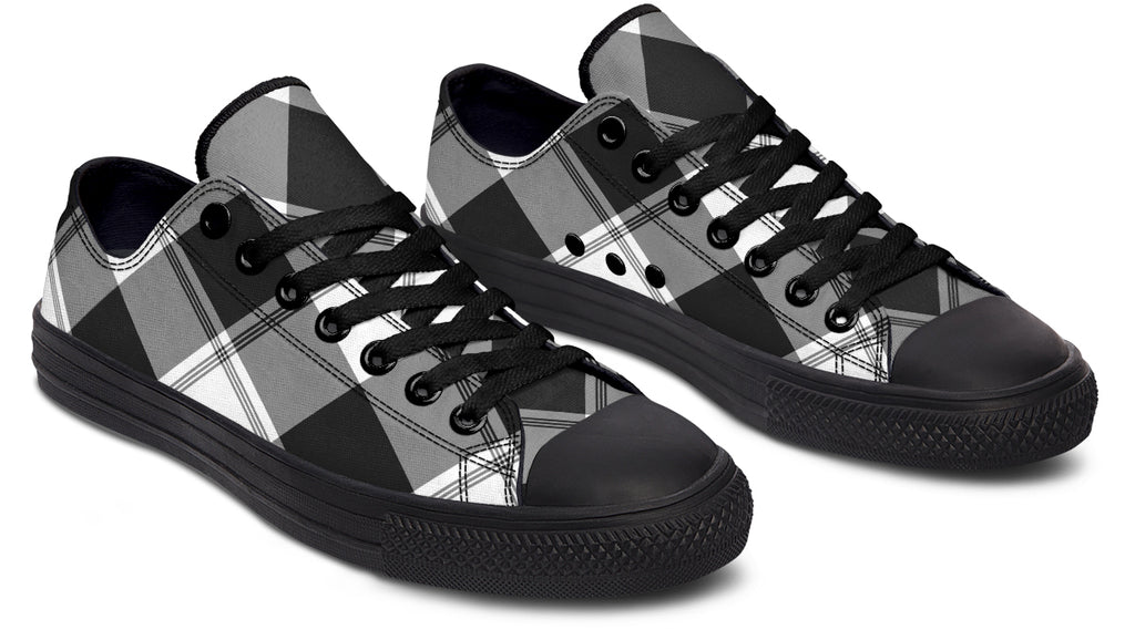 Black And White Plaid Low Tops (Wide)