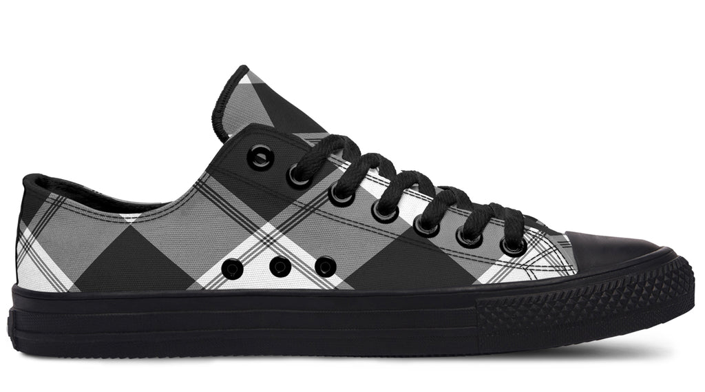 Black And White Plaid Low Tops (Wide)