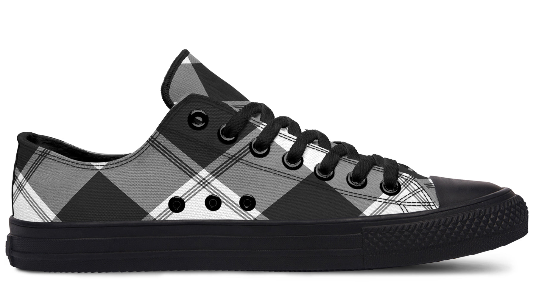 Black And White Plaid Low Tops (Wide)