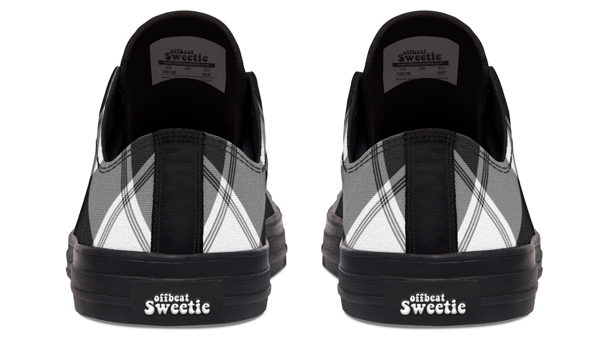 Black And White Plaid Low Tops (Wide)