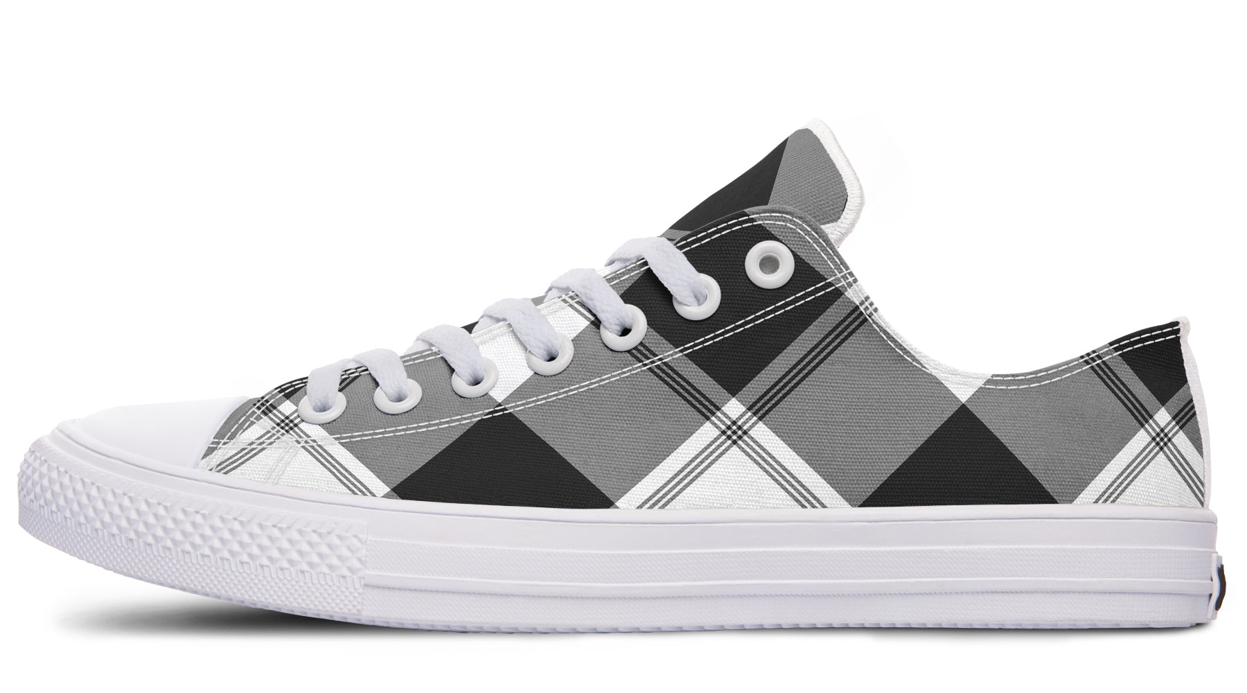 Black And White Plaid Low Tops (Wide)