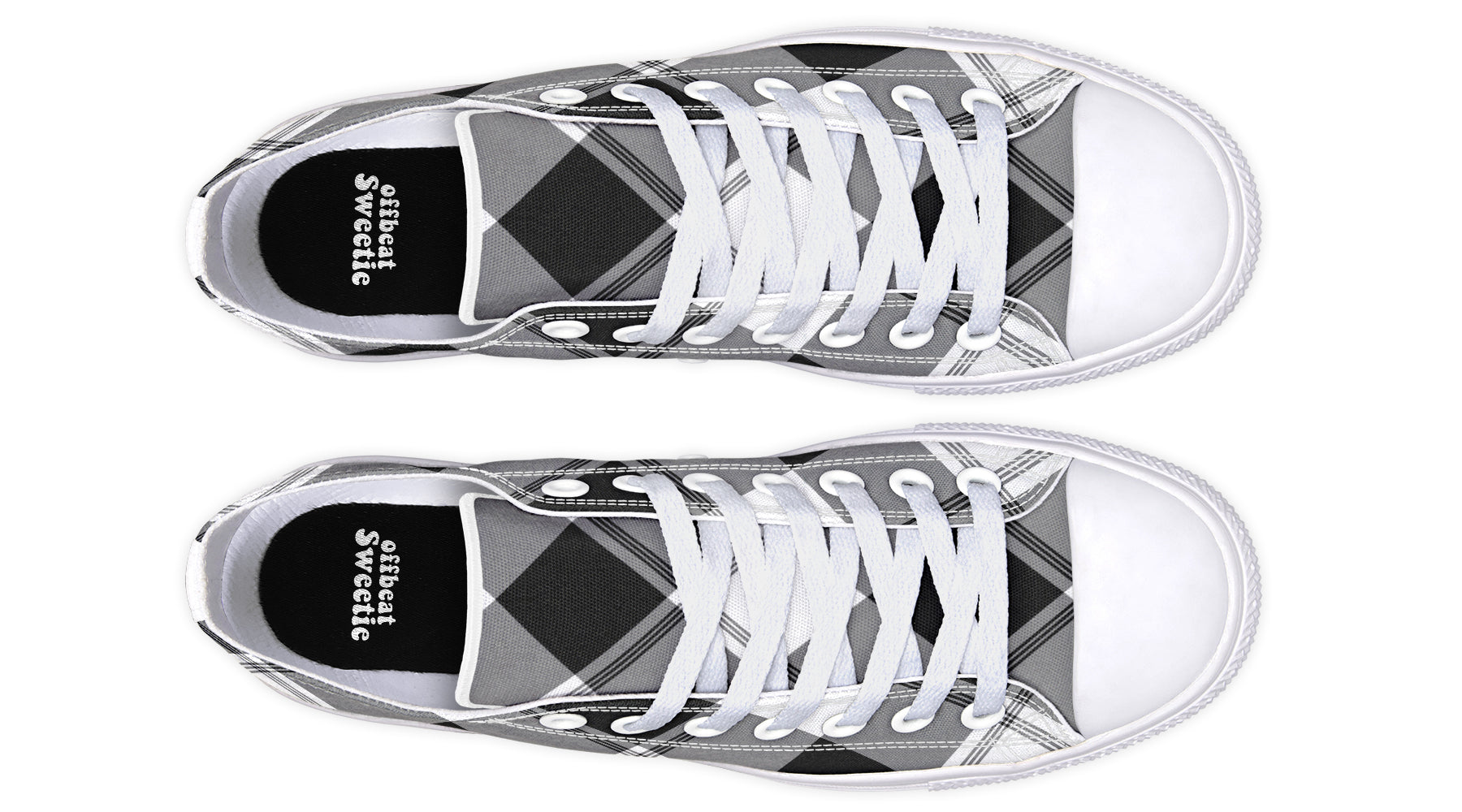 Black And White Plaid Low Tops (Wide)