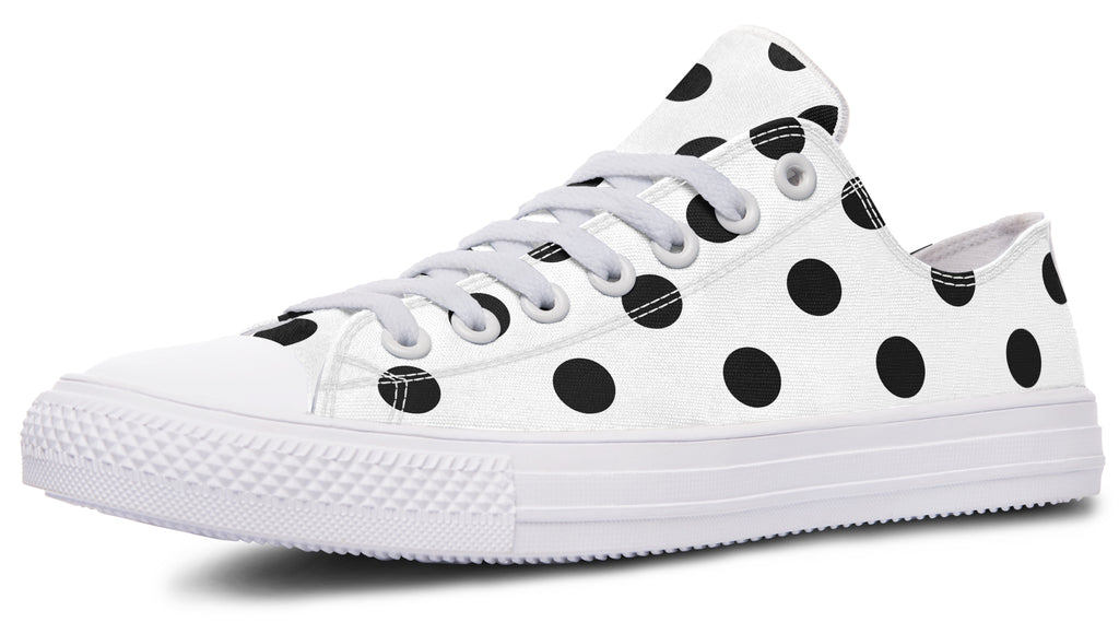 Marshmallow White Polka Dot Low Tops (Wide)