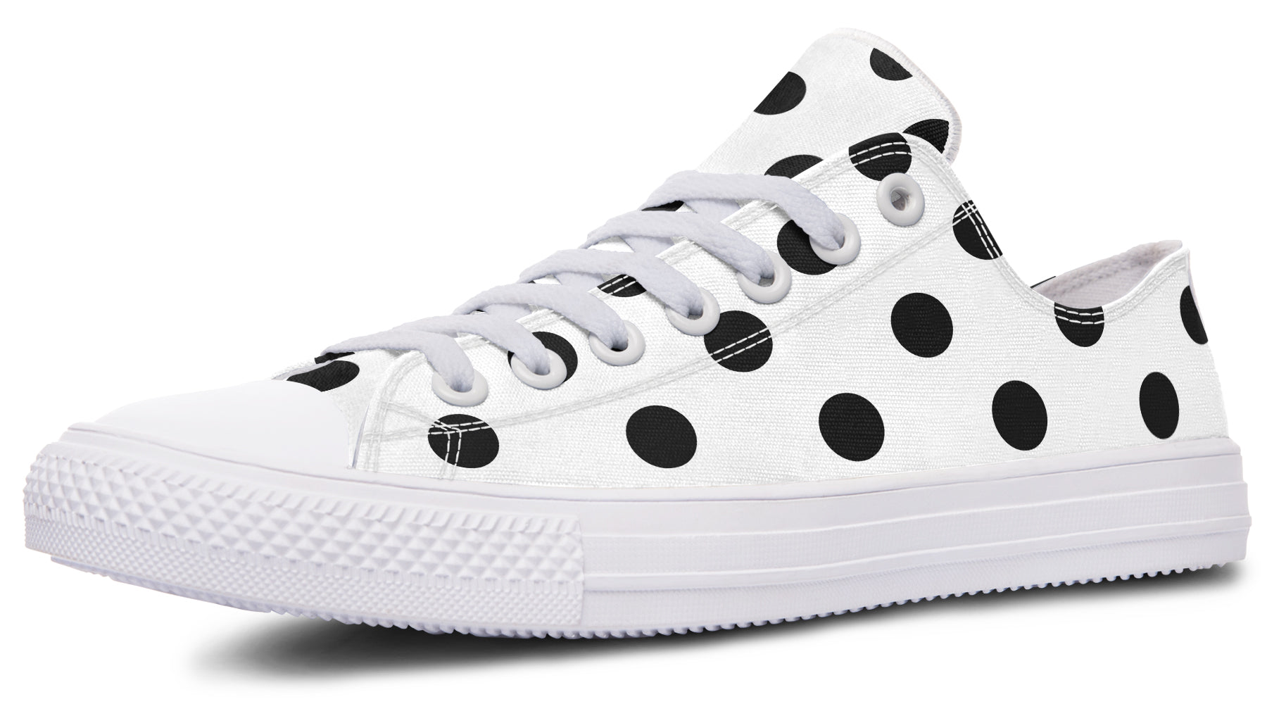 Marshmallow White Polka Dot Low Tops (Wide)