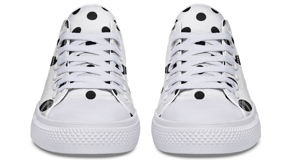 Marshmallow White Polka Dot Low Tops (Wide)