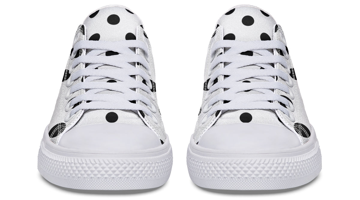 Marshmallow White Polka Dot Low Tops (Wide)