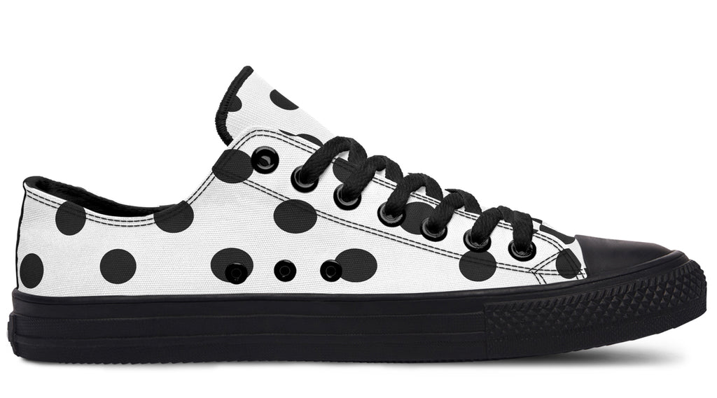 Marshmallow White Polka Dot Low Tops (Wide)