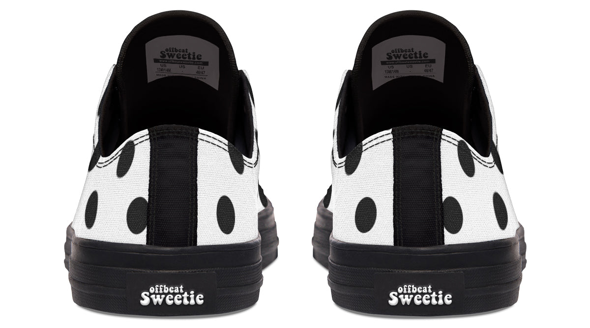 Marshmallow White Polka Dot Low Tops (Wide)