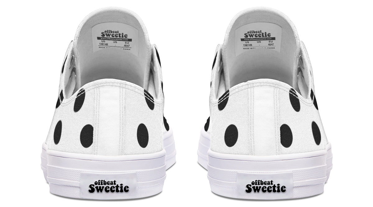 Marshmallow White Polka Dot Low Tops (Wide)