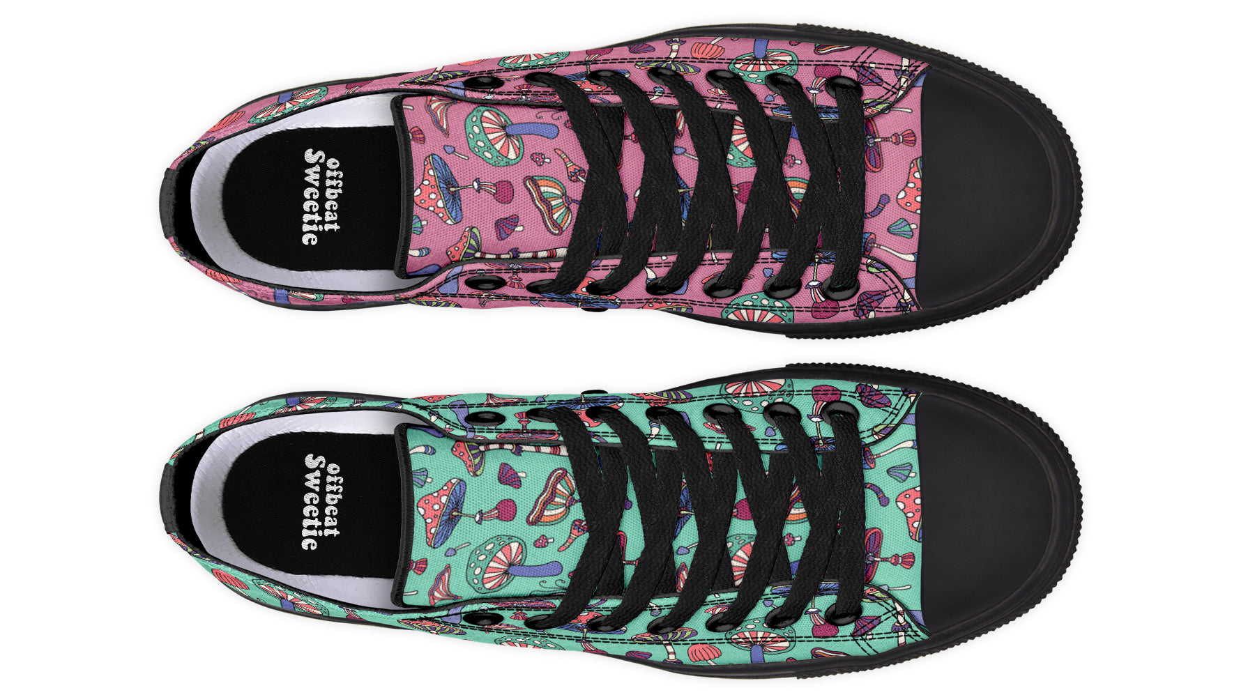 Mismatched Mushrooms Low Tops - Offbeat Sweetie