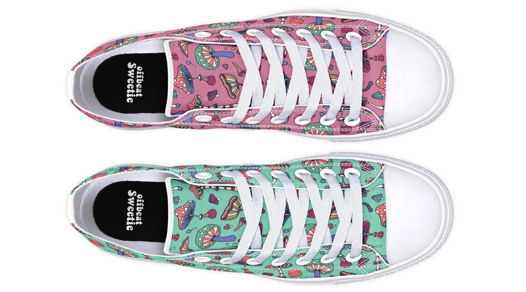 Mismatched Mushrooms Low Tops - Offbeat Sweetie