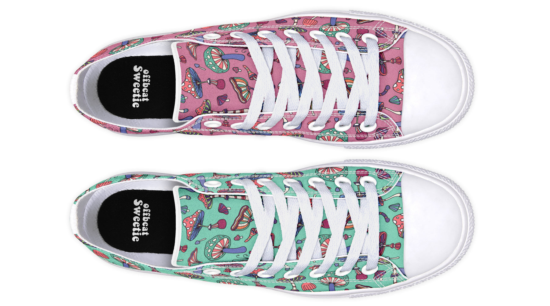 Mismatched Mushrooms Low Tops - Offbeat Sweetie